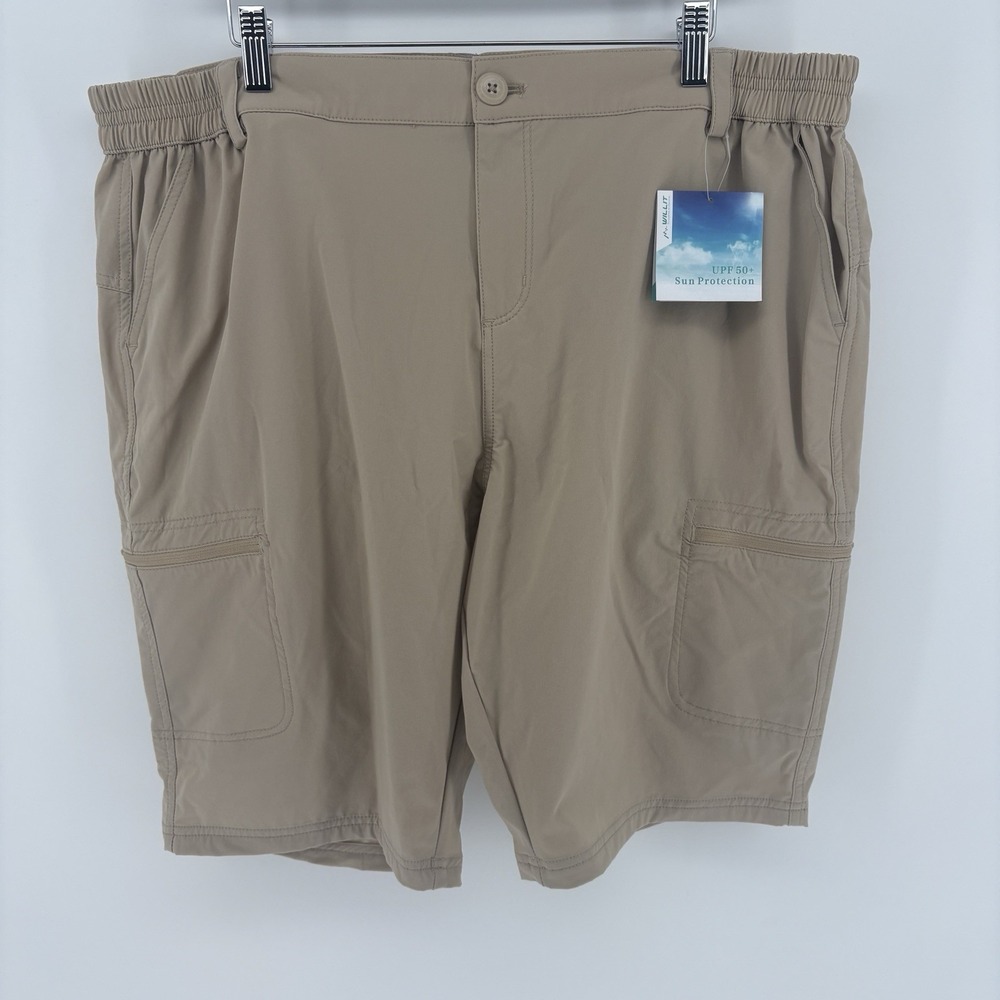New Willit Cargo Shorts Men 2XL Beige Quick Dry Stretch Tech Outdoor SPF 50+